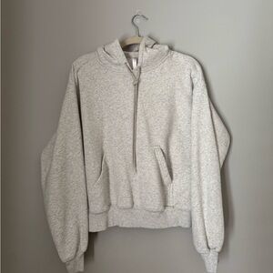 Fabletics Gray Sweatshirt with Mock Neck and Ribbed Cuffs